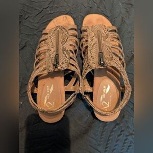 Women's Snake Skin Tan Sandals